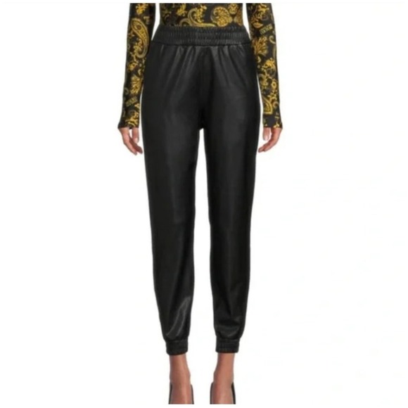 Joe's Vegan Faux Leather Joggers High Rise Black Jogger Pants - Picture 1 of 7